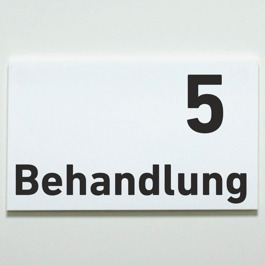 Behandlung 1-9-Praxisschilder Acrylglas-Folienaufkleber in 130 x 200 mm zum Kleben