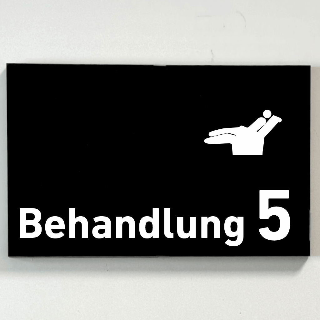 BEHANDLUNG 1-9 Zahnarzt Praxisschild Acrylglas - Folienaufkleber in 130 x 200 mm zum Kleben