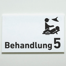 Behandlung 1-9 mit Piktogramm-Praxisschild-Acrylglas-Folienaufkleber in 130 x 200 mm zum Kleben