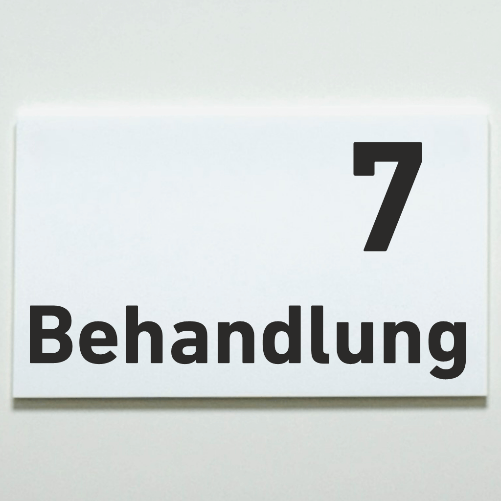 Behandlung 1-9-Praxisschilder Acrylglas-Folienaufkleber in 130 x 200 mm zum Kleben