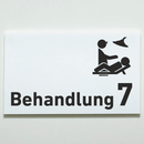 Behandlung 1-9 mit Piktogramm-Praxisschild-Acrylglas-Folienaufkleber in 130 x 200 mm zum Kleben