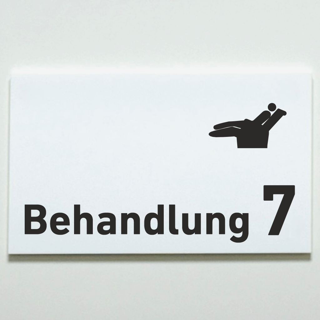 BEHANDLUNG 1-9 Zahnarzt Praxisschild Acrylglas - Folienaufkleber in 130 x 200 mm zum Kleben