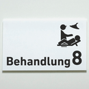 Behandlung 1-9 mit Piktogramm-Praxisschild-Acrylglas-Folienaufkleber in 130 x 200 mm zum Kleben