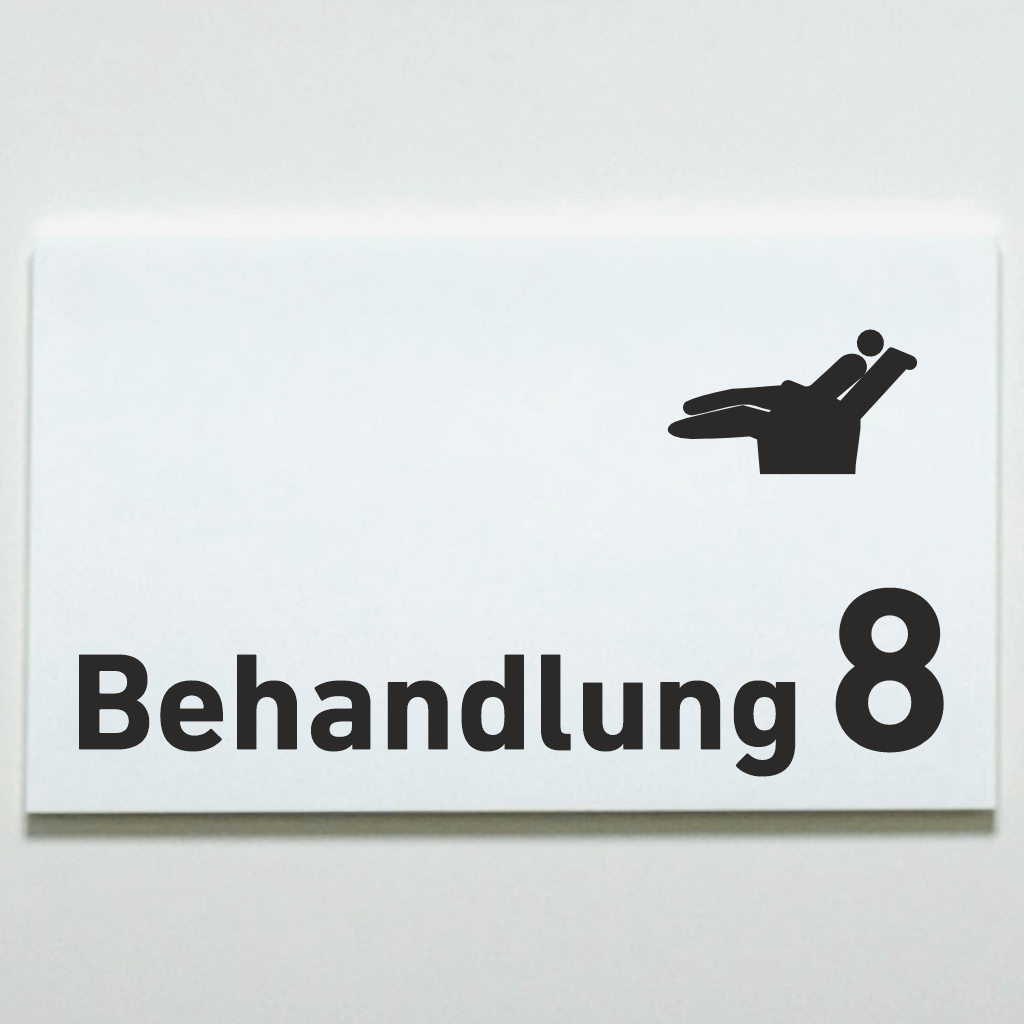 BEHANDLUNG 1-9 Zahnarzt Praxisschild Acrylglas - Folienaufkleber in 130 x 200 mm zum Kleben