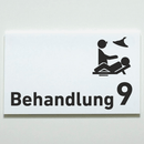 Behandlung 1-9 mit Piktogramm-Praxisschild-Acrylglas-Folienaufkleber in 130 x 200 mm zum Kleben