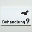 BEHANDLUNG 1-9 Zahnarzt-Praxisschild-Acrylglas-Folienaufkleber in 130 x 200 mm zum Kleben