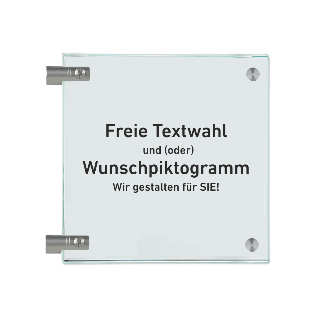 Entwerfen Sie Ihr Fahnenschild, 2 Scheiben mit Glasverbinder