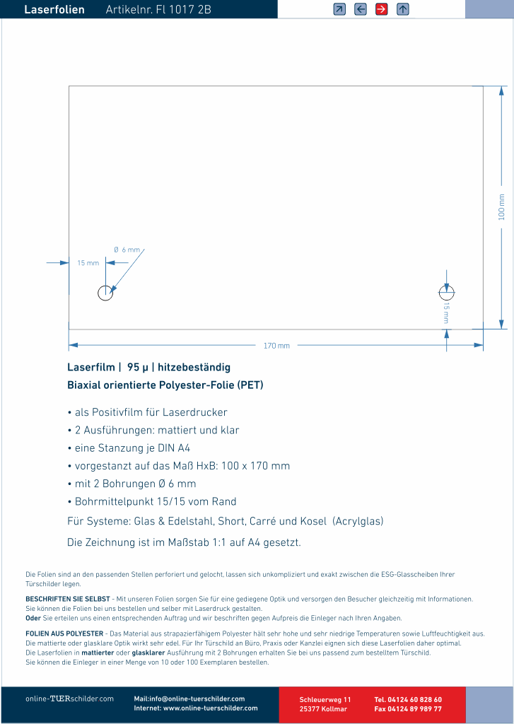 Laserfolien 2 Bohrungen 14