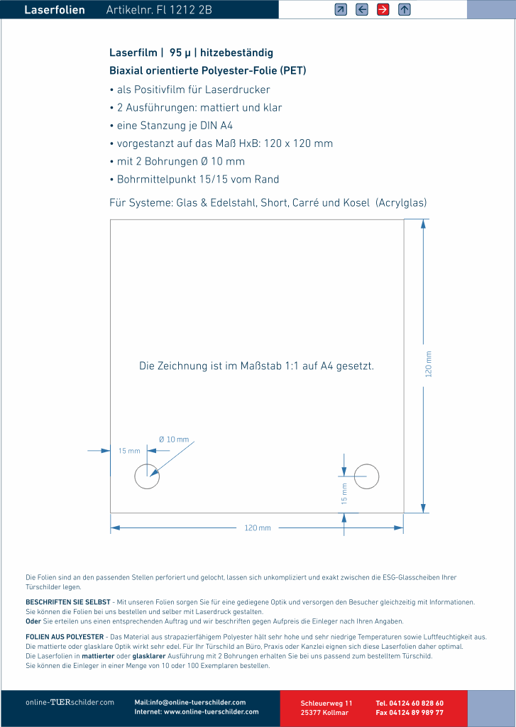 Laserfolien 2 Bohrungen 15