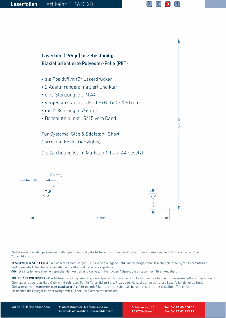Laserfolien 2 Bohrungen 111