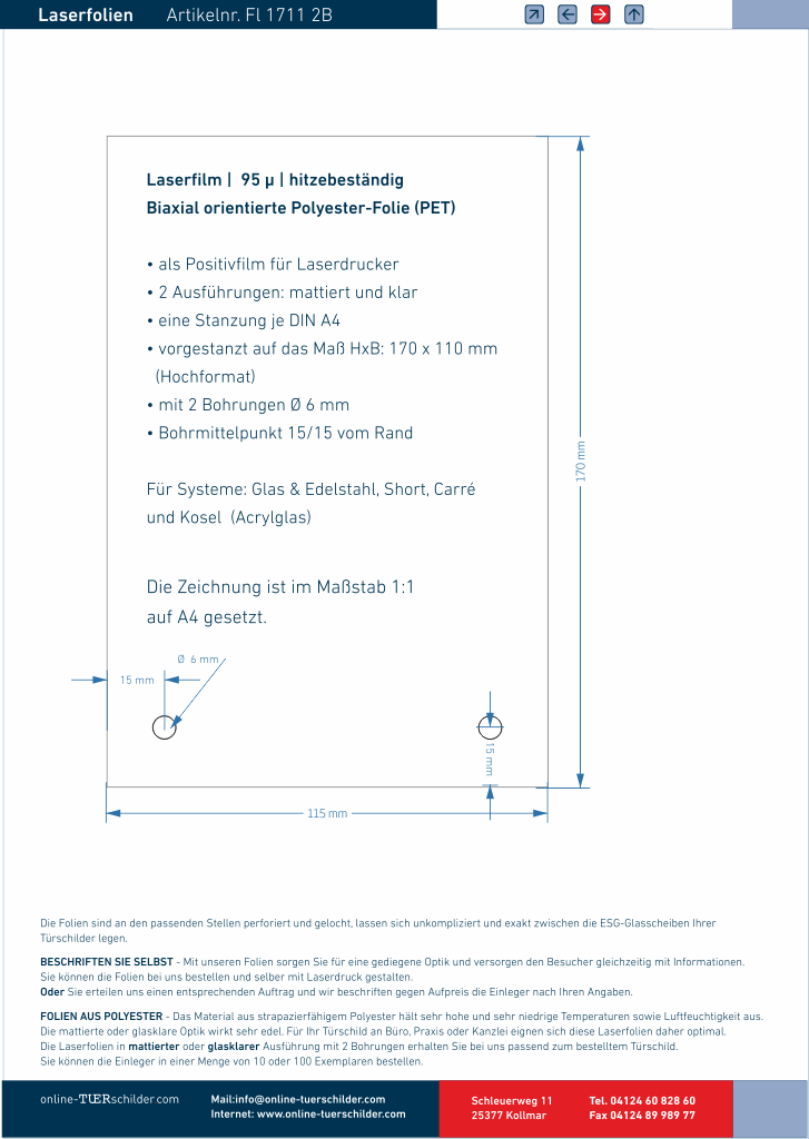 Laserfolien 2 Bohrungen 114