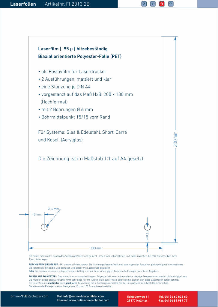 Laserfolien 2 Bohrungen 117