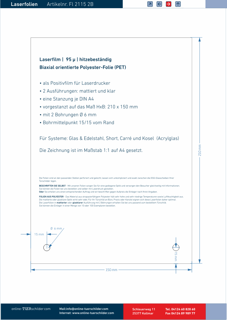 Laserfolien 2 Bohrungen 118