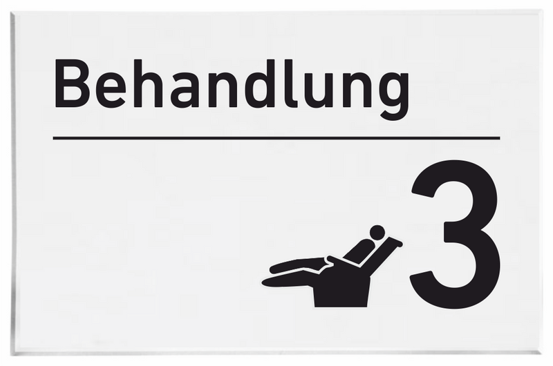 Türschilder für Ihre Praxis aus Acryl oder Folie Behandlung 3 zum Kleben