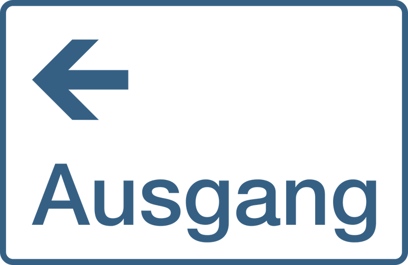 Praxisschild Acrylglas / Folienaufkleber Ausgang links zum Kleben
