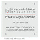 Praxisschilder für Außen in vielen Größen - aus 8 mm Glas mit 4 Haltern