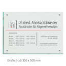Praxisschilder für Außen in vielen Größen - aus 8 mm Glas mit 4 Haltern