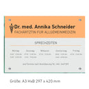 Praxisschilder für Außen in vielen Größen - aus 8 mm Glas mit 4 Haltern
