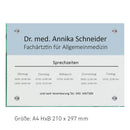 Praxisschilder für Außen in vielen Größen - aus 8 mm Glas mit 4 Haltern