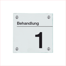 Türschild aus Glas Behandlung 1  in 100x150 mm oder 150x150 mm
