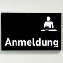 Schild für Ihre Praxis aus Acryl oder Folie Anmeldung mit und ohne Piktogramm