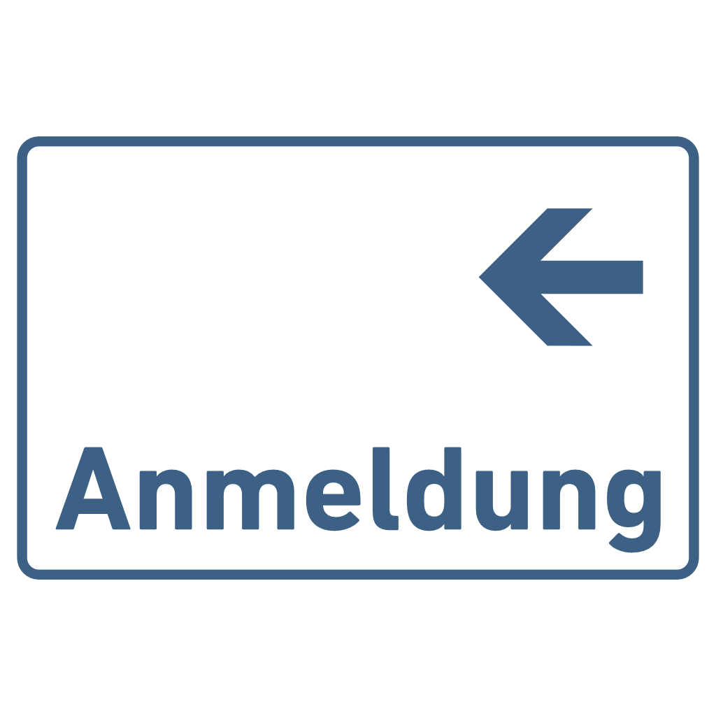 Schilder aus Acrylglas / Folienaufkleber Anmeldung Pfeil links  in 130 x 200 mm zum Kleben