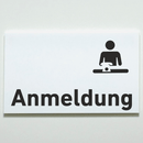 Schild für Ihre Praxis aus Acryl oder Folie Anmeldung mit und ohne Piktogramm