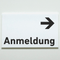 Praxisschild Acrylglas / Folienaufkleber Anmeldung Pfeil rechts zum Kleben