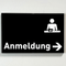 Praxisschild Acrylglas / Folienaufkleber Anmeldung Pfeil rechts zum Kleben