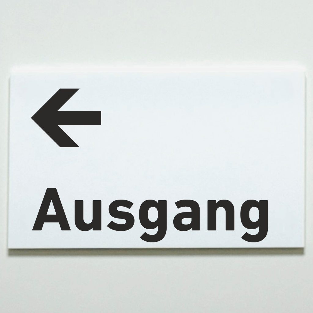 Ausgang links - Schild aus  Acrylglas / Folienaufkleber in 130 x 200 mm zum Kleben
