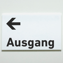 Schild für Ihre Praxisaus  Acrylglas / Folienaufkleber Ausgang links zum Kleben