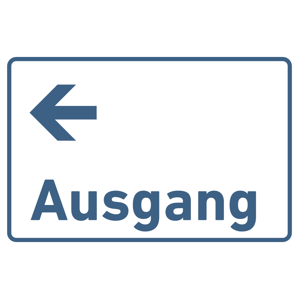 Ausgang links - Schild aus  Acrylglas / Folienaufkleber in 130 x 200 mm zum Kleben