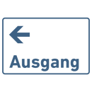 Schild für Ihre Praxisaus  Acrylglas / Folienaufkleber Ausgang links zum Kleben