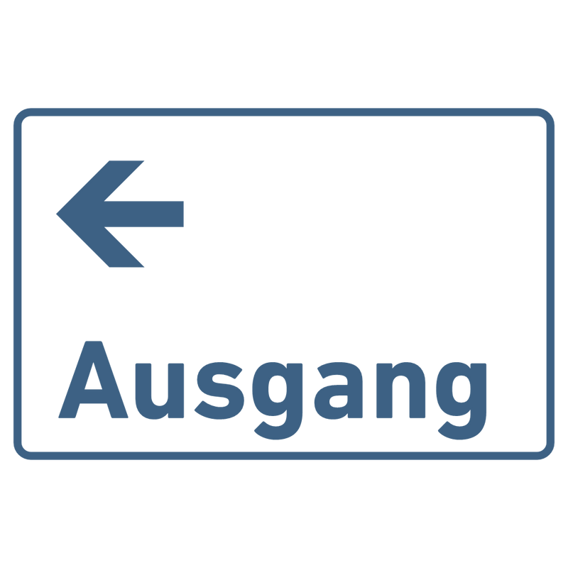 Schild für Ihre Praxisaus  Acrylglas / Folienaufkleber Ausgang links zum Kleben