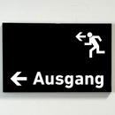 Schild für Ihre Praxisaus  Acrylglas / Folienaufkleber Ausgang links zum Kleben