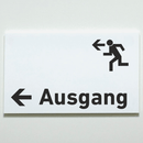 Schild für Ihre Praxisaus  Acrylglas / Folienaufkleber Ausgang links zum Kleben
