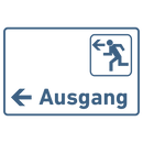 Schild für Ihre Praxisaus  Acrylglas / Folienaufkleber Ausgang links zum Kleben