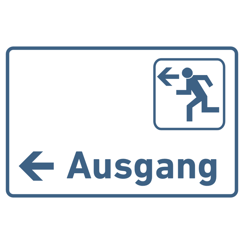 Schild für Ihre Praxisaus  Acrylglas / Folienaufkleber Ausgang links zum Kleben