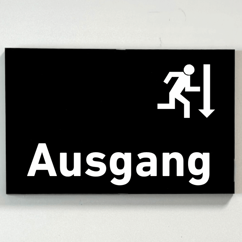 Praxisschild Acrylglas / Folienaufkleber Ausgang zum Kleben