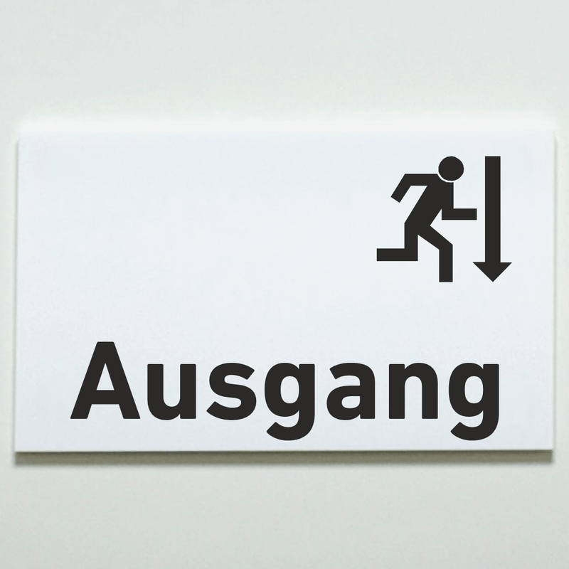 Praxisschild Acrylglas / Folienaufkleber Ausgang zum Kleben