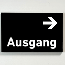 Schild für Ihre Praxis Acrylglas / Folienaufkleber Ausgang rechts zum Kleben