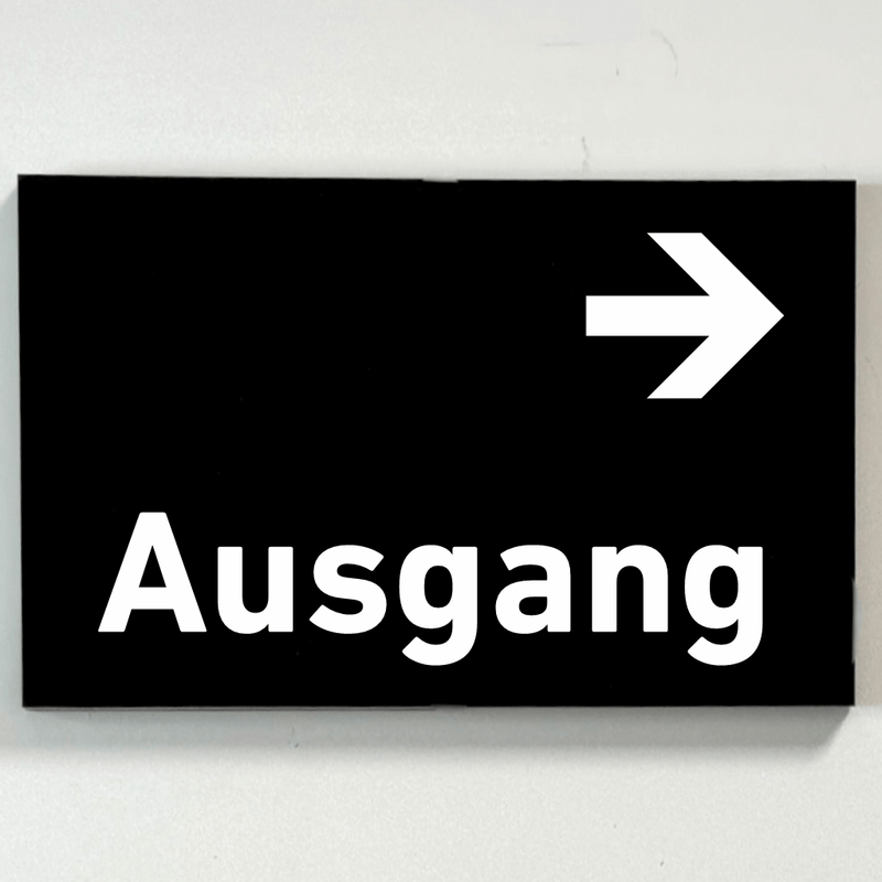 Schild für Ihre Praxis Acrylglas / Folienaufkleber Ausgang rechts zum Kleben