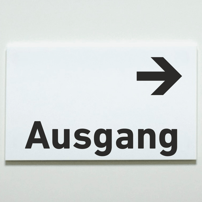 Schild für Ihre Praxis Acrylglas / Folienaufkleber Ausgang rechts zum Kleben