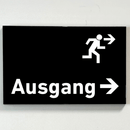Schild für Ihre Praxis Acrylglas / Folienaufkleber Ausgang rechts zum Kleben