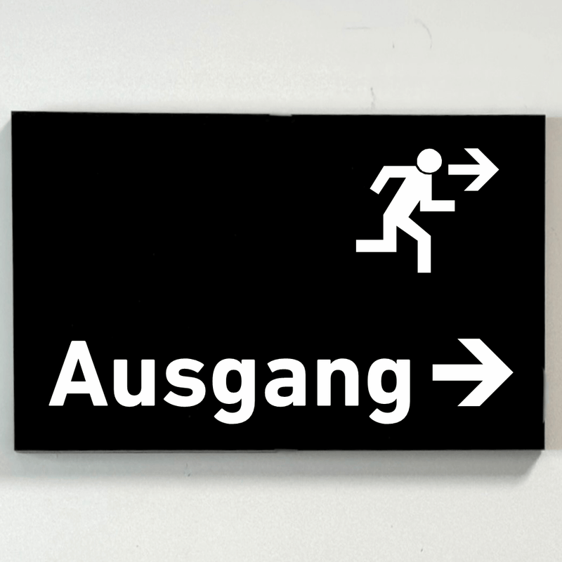 Schild für Ihre Praxis Acrylglas / Folienaufkleber Ausgang rechts zum Kleben