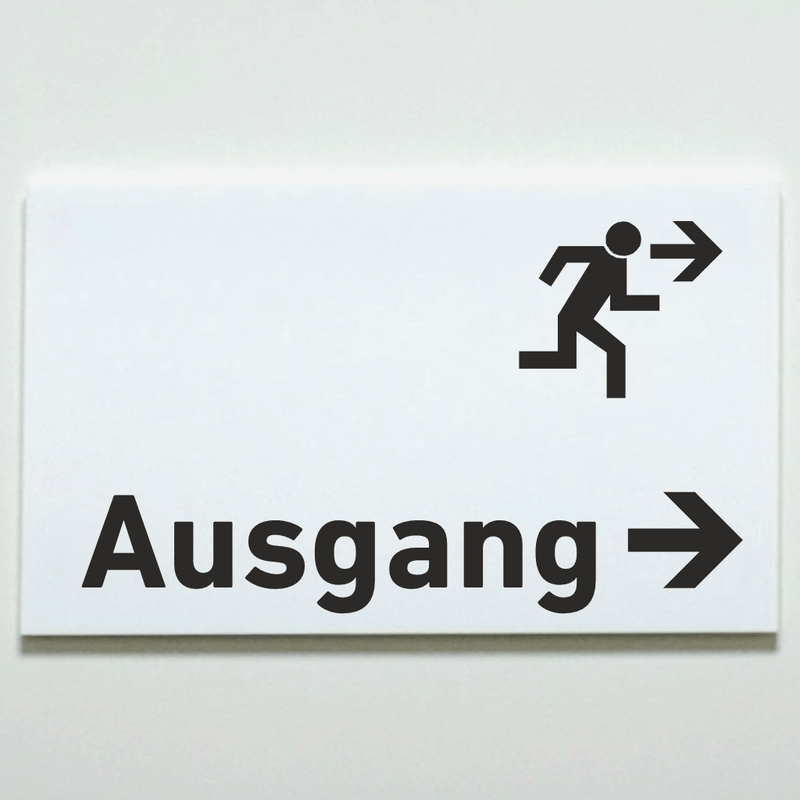 Schild für Ihre Praxis Acrylglas / Folienaufkleber Ausgang rechts zum Kleben