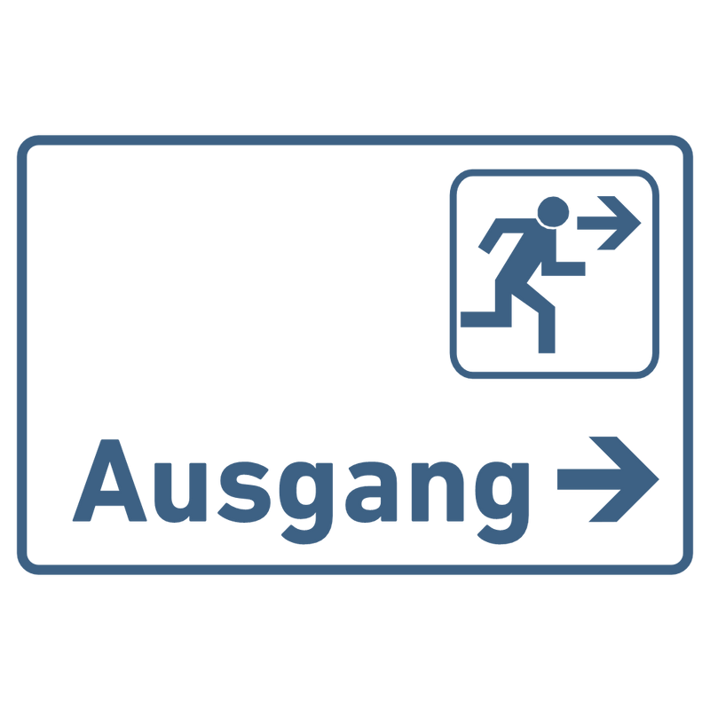 Schild für Ihre Praxis Acrylglas / Folienaufkleber Ausgang rechts zum Kleben
