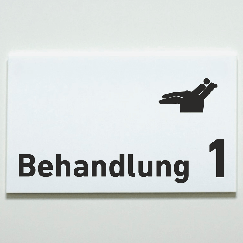 Praxisschild Acrylglas / Folienaufkleber Behandlung 1-9 Zahnarzt zum Kleben