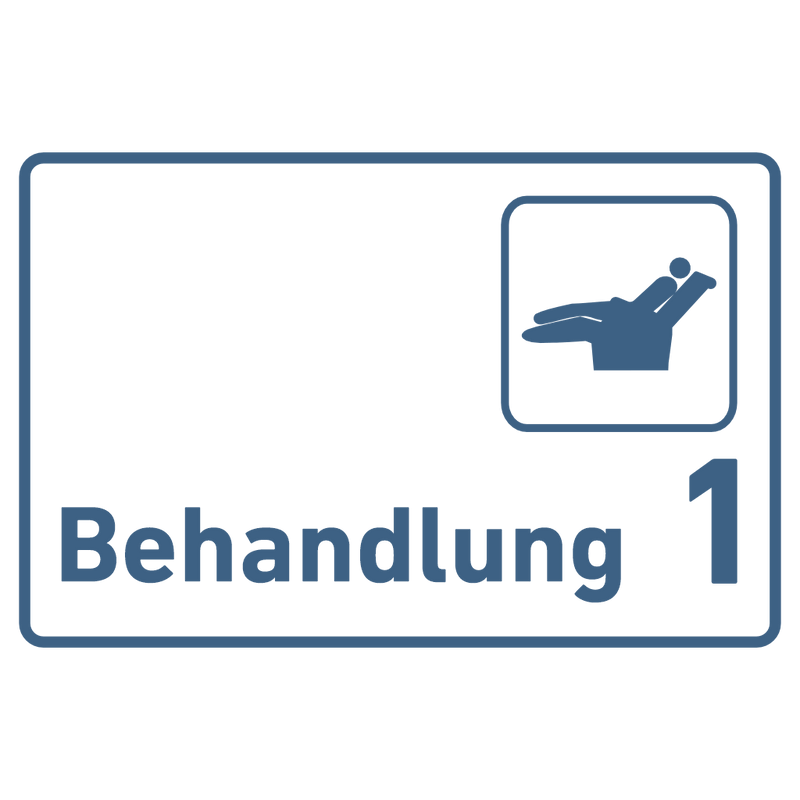 Praxisschild Acrylglas / Folienaufkleber Behandlung 1-9 Zahnarzt zum Kleben