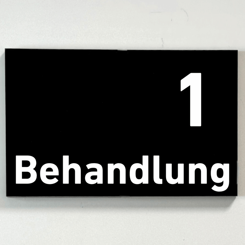 Praxisschild Acrylglas / Folienaufkleber Behandlung 1-9 zum Kleben